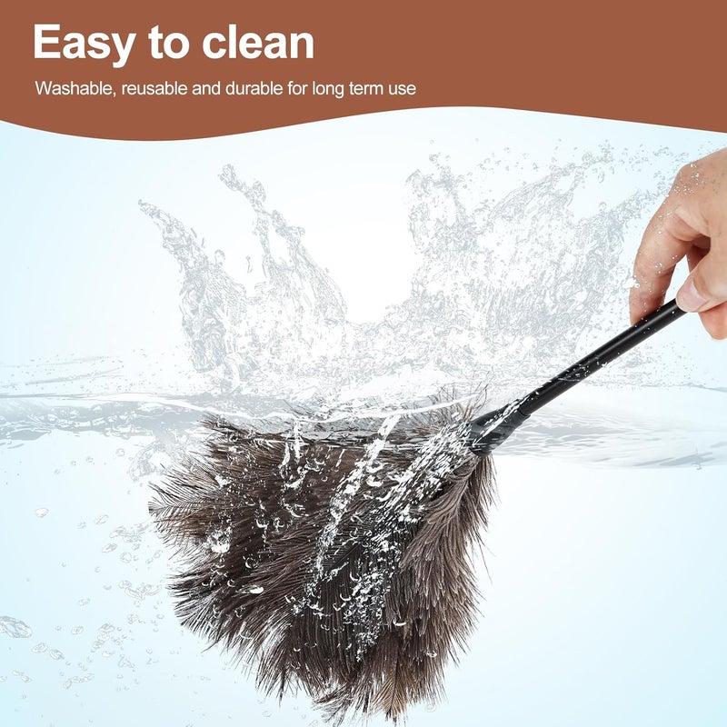 FeelfunFeather Ostrich Feather Duster-14.9 Inch Mini Natural Feathers Dusters with Plastic Handle Reusable Handheld for Cleaning Supplies Home Car Office(2pcs) - Image 5